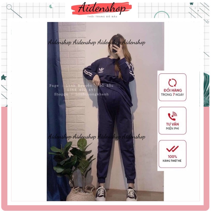 Đồ bộ bầu và sau sinh Aidenshop bộ bầu mùa đông dài tay