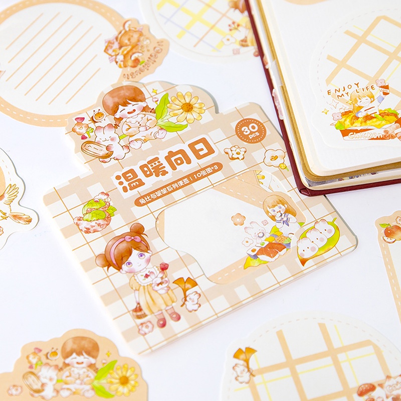 Set 30 Tấm Giấy Ghi Chú Họa Tiết Hoạt Hình Dễ Thương Trang Trí Sổ Tay / Nhà Cửa / Văn Phòng