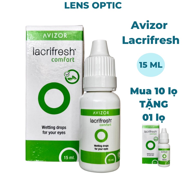 Nước nhỏ mắt lens Avizor Lacrifresh Comfort 15ml, nước mắt nhân tạo cho kính áp tròng-Lens Optic