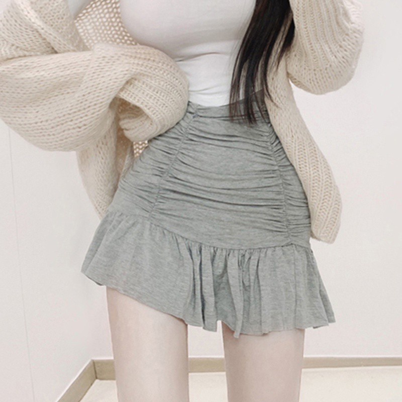 COZOK Chân váy lưng cao thiết kế mỏng xinh xắn thời trang