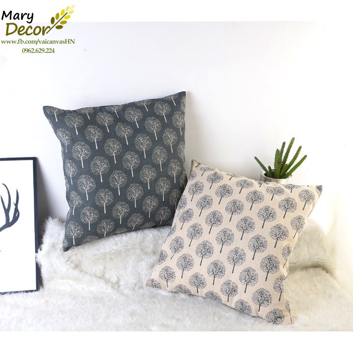 Gối tựa sofa Mary Decor - Họa tiết cây xám G-A06