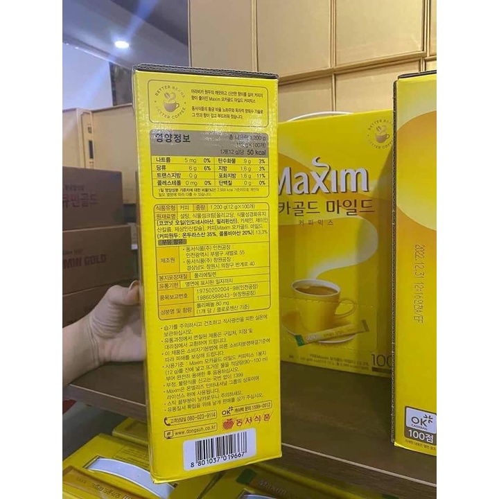 &lt;NHẬP KHẨU&gt; CÀ PHÊ MAXIM GOLD MOCHA HÀN QUỐC 100 GÓI*12GR