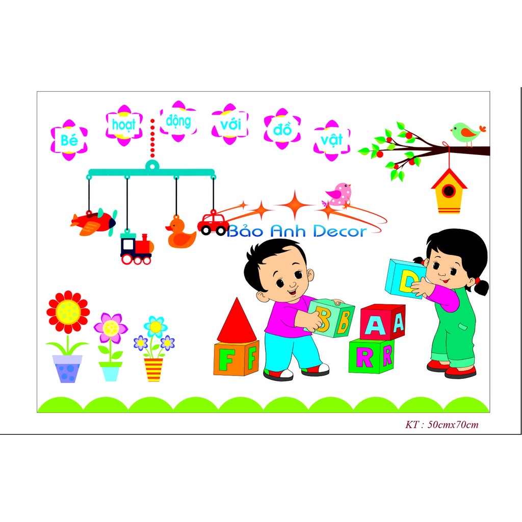 . Tranh dán tường cho bé  - Góc mầm non trang trí lớp học,phòng cho bé,khổ 50X70cm
