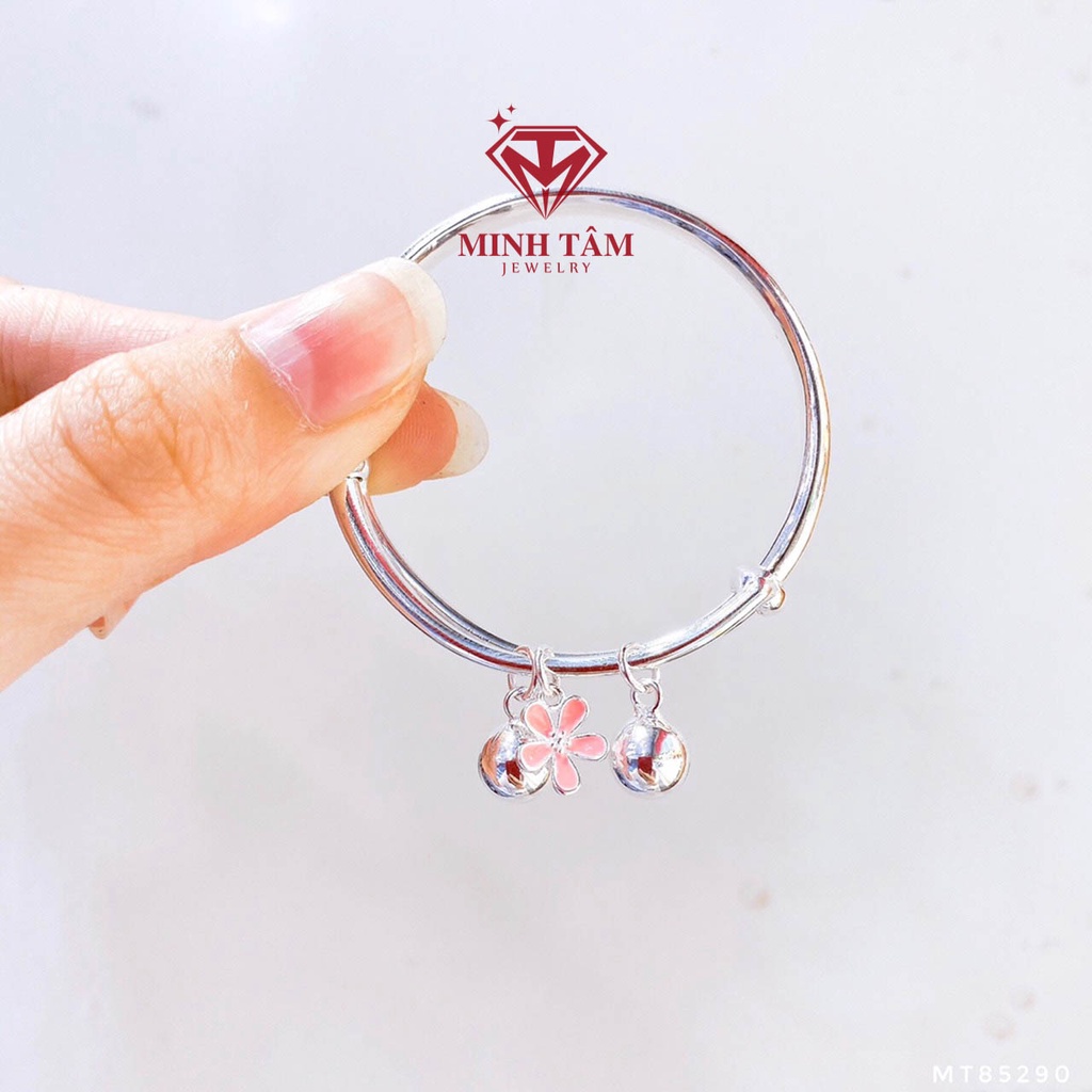 Vòng tay chuông bạc hoa daisy bạc ta cho bé Minh Tâm Jewelry