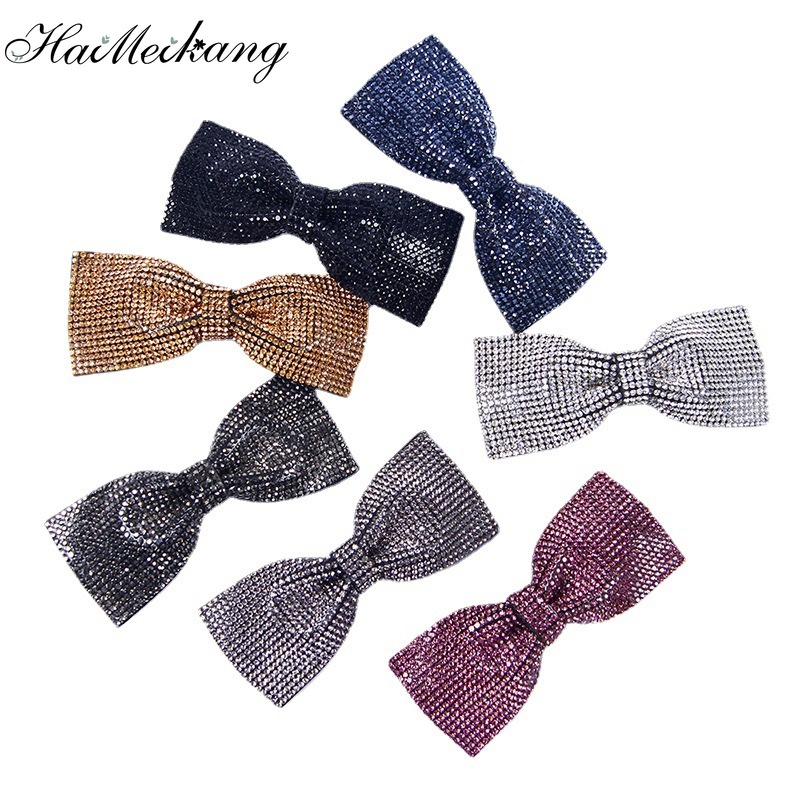 Kẹp tóc HAIMEIKANG mặt nơ đính đá thời trang tùy chọn màu sắc cho nữ