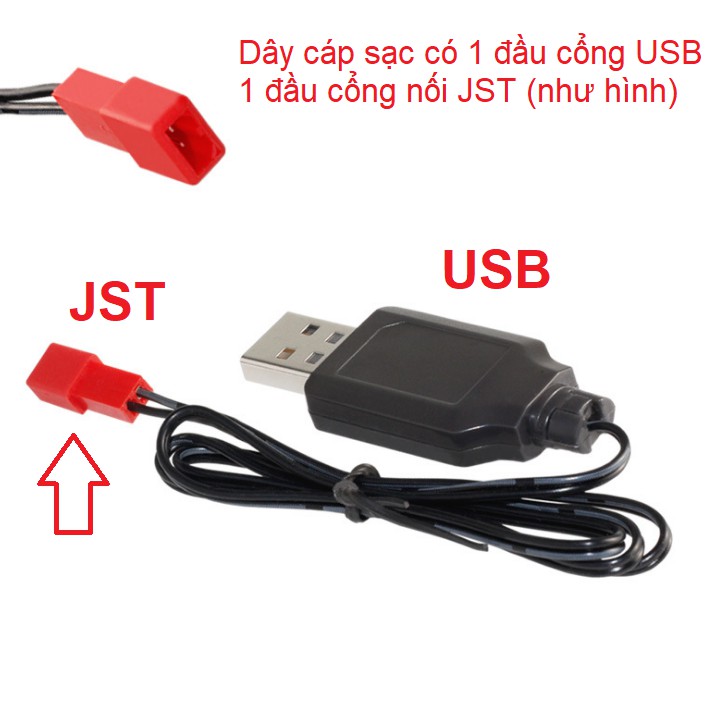 Dây cáp sạc pin 3.7v xe mô hình ô tô điều khiển đồ chơi trẻ em cổng JST