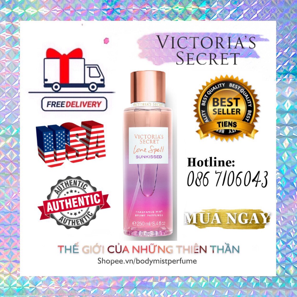 𝗕𝗢𝗗𝗬𝗠𝗜𝗦𝗧⚜️Mẫu thử xịt thơm Body Mist Victoria's Secret-  Love Spell Sunkissed 250ml