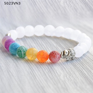 [EPVN] Fashion 7 Chakra Elephant Charm Beaded Bracelet Mala Beads Yoga Energy Bracelet Jewelry {EP}