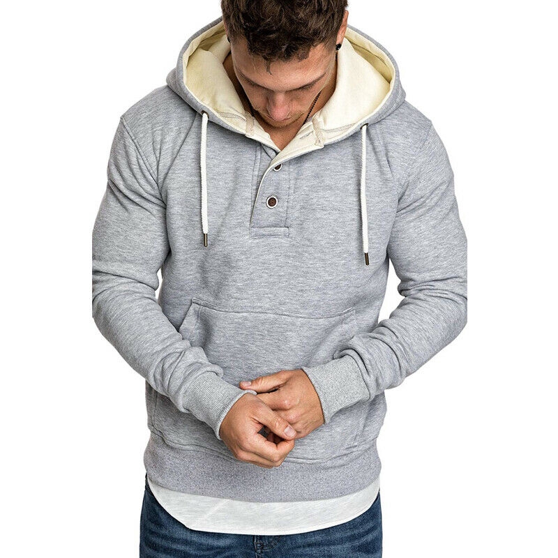 Áo Hoodies tay dài phối nút phong cách thể thao năng động cho nam | BigBuy360 - bigbuy360.vn