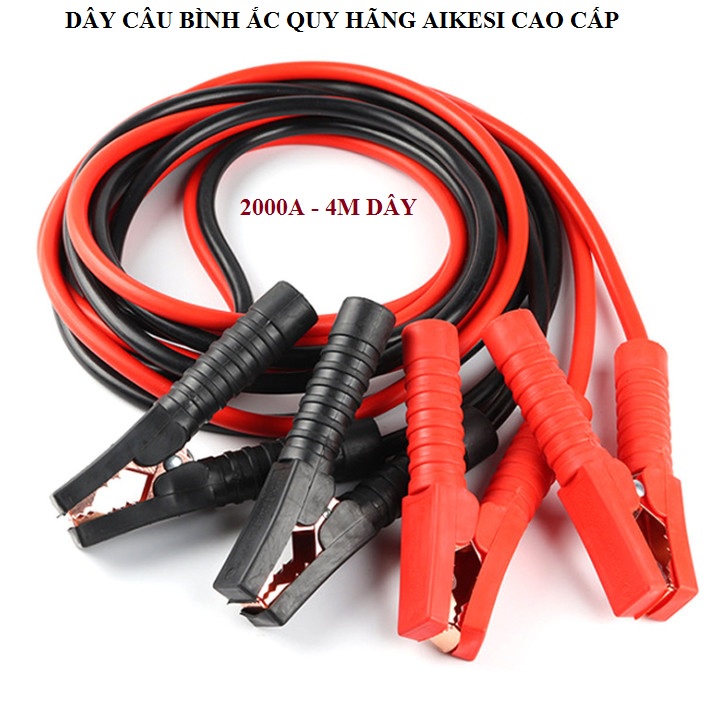 Dây Câu Kích Bình Ắc Quy Cho Xe Ô Tô 2000AMP Lõi Đồng - Kích Thước dài dây 3 mét, 4 mét