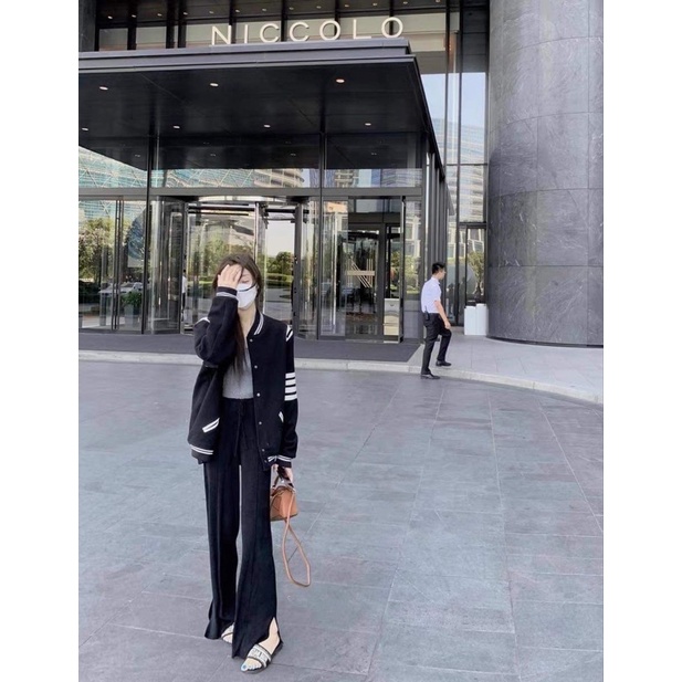 Áo bomber bóng chày 4 sọc tay H2A587