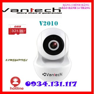 Camera IP Robot hồng ngoại không dây 2.0 Megapixel VANTECH V2010 ( tặng kèm thẻ nhớ 32GB)