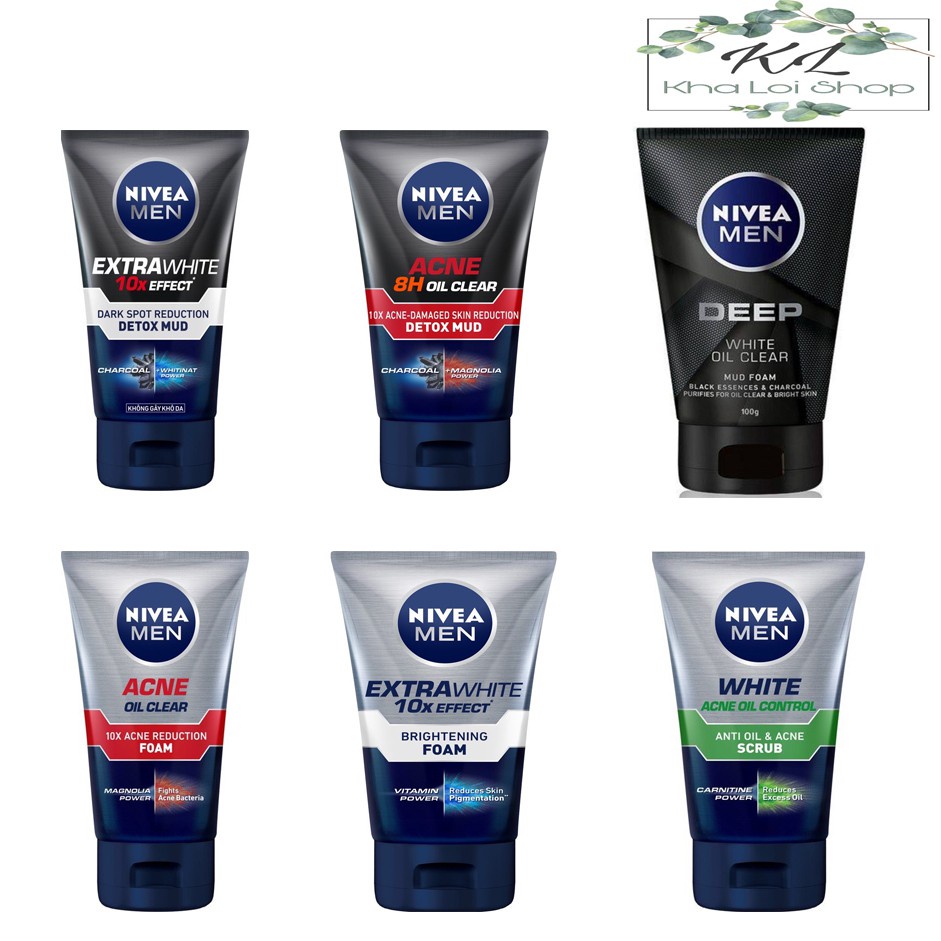 Sữa rửa mặt bùn khoáng Nivea Men kiểm soát nhờn & ngừa mụn, bùn khoáng sạch sâu & sáng da (100g)