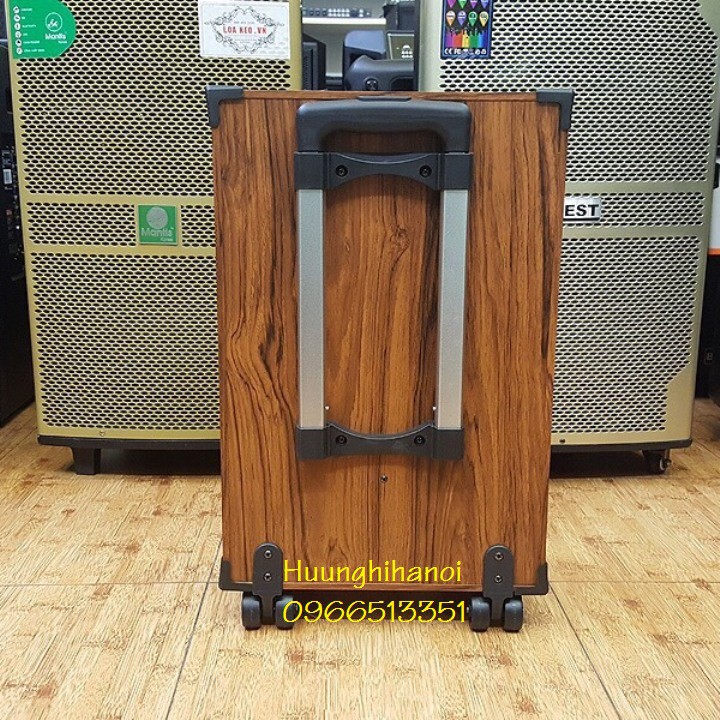 Loa kéo karaoke di động vỏ gỗ A10-42 đẹp, tặng kèm 2 micro không dây hát cực hay