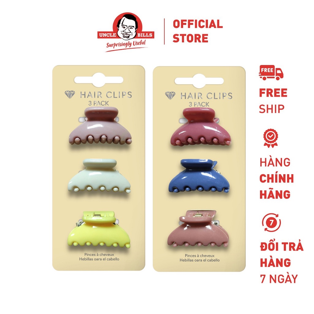 Kẹp tóc nhỏ nhiều hình - 3 cái/bộ Uncle Bills AH4964