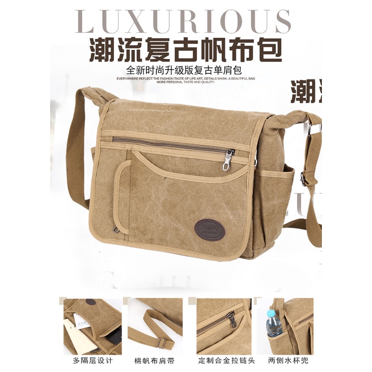 Túi Đeo Chéo Vai Sức Chứa Lớn Bằng Vải Canvas Dành Cho Nam | BigBuy360 - bigbuy360.vn