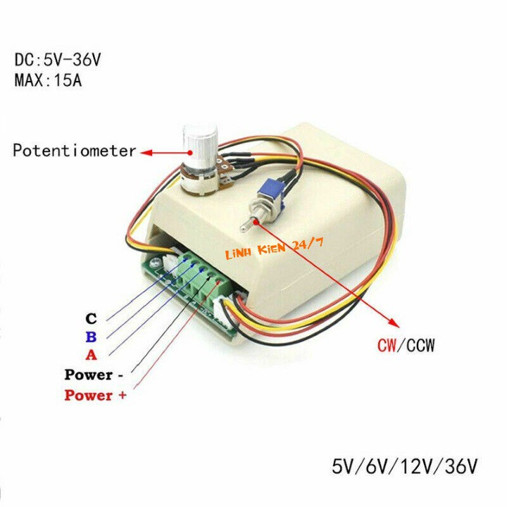 Mạch xung (mạch ESC) điều khiển động cơ không chổi than BLDC 3 Pha 5V - 36V 15A