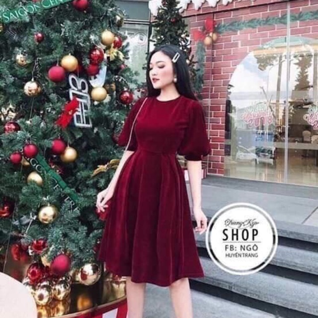 Đầm nhung đỏ cao cấp