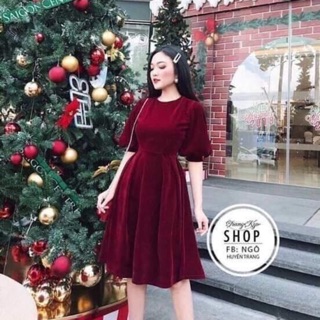 Đầm nhung đỏ cao cấp