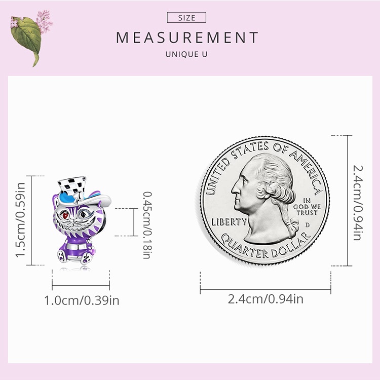 Mặt xỏ Bamoer bạc 925 hình mèo con hoạt hình nhiều màu đáng yêu cho bé