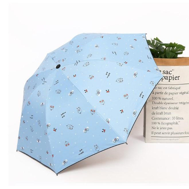 Ô dù hoạt hình vịt con dễ thương che nắng che mưa 2 lớp chống tia UV PK2