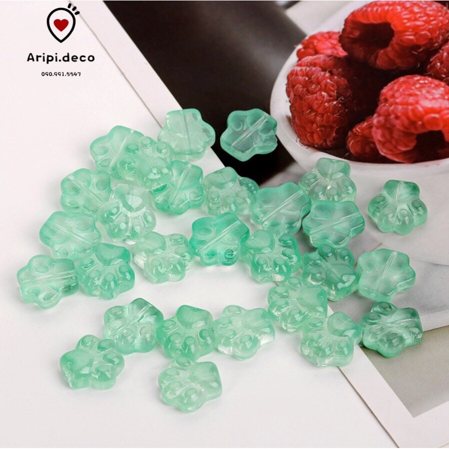 Charm thủy tinh/ charm đá chân mèo xỏ lỗ 2 đầu T1 /Nguyên liệu làm vòng tay /handmade / resin
