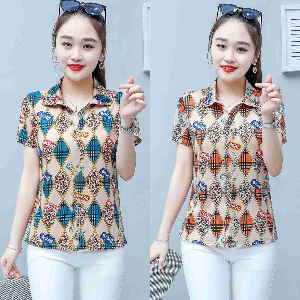 Áo Sơ Mi Ngắn Tay Mỏng Che Bụng Thời Trang Mùa Hè Mới Cho Phụ Nữ Trung Niên