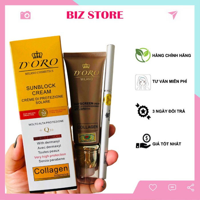 Kem chống nắng cao cấp Doro Collagen Q10 SPF 50/PA+++ nhập khẩu chính hãng Italia 50ml