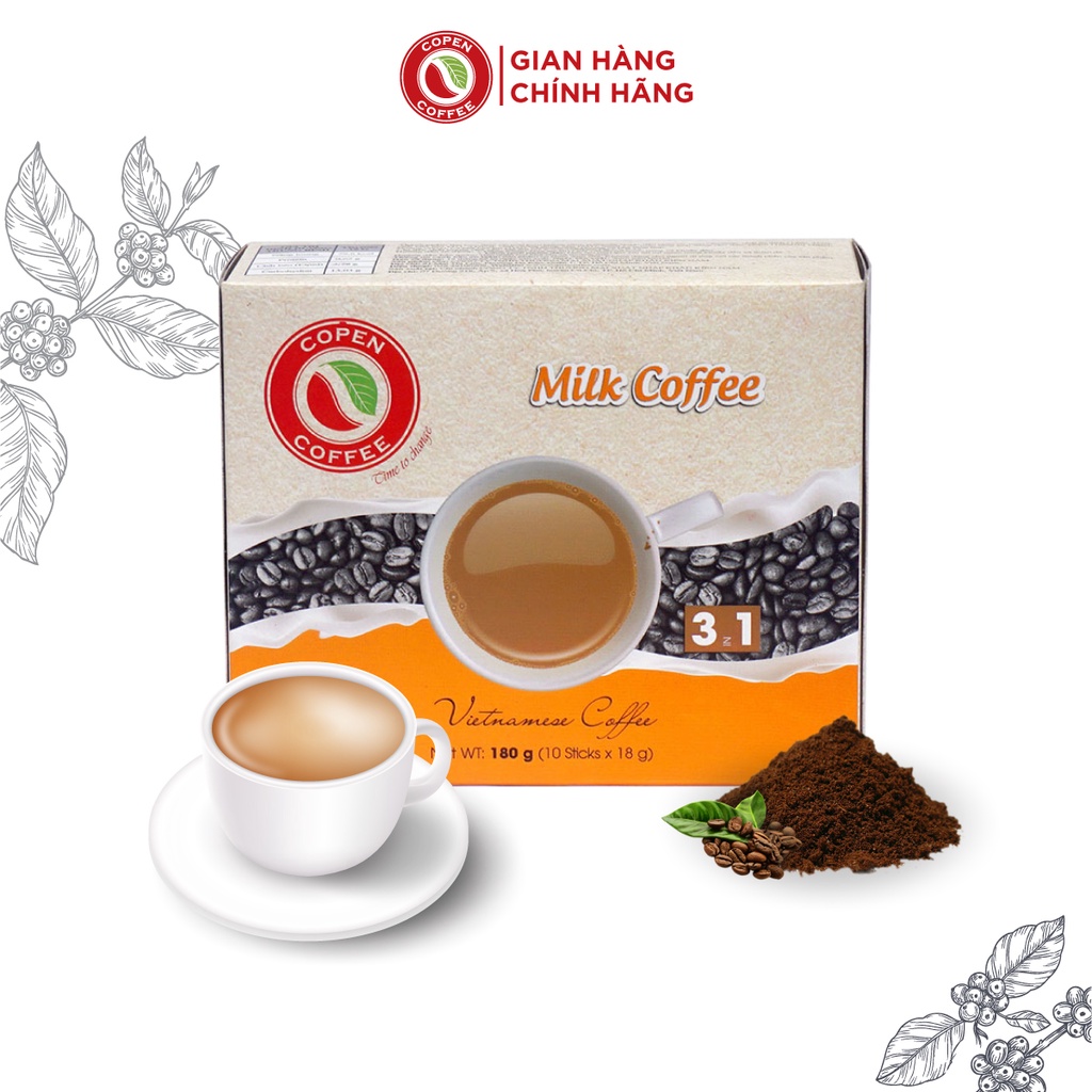 Hộp Cà phê sữa hòa tan Copen Coffee 3 trong 1 180g