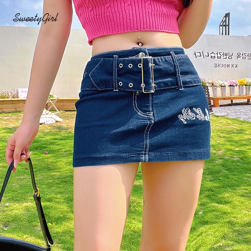 Chân váy jean Ngắn Lưng Thấp Thời Trang Quyến Rũ Cho Nữ 2022