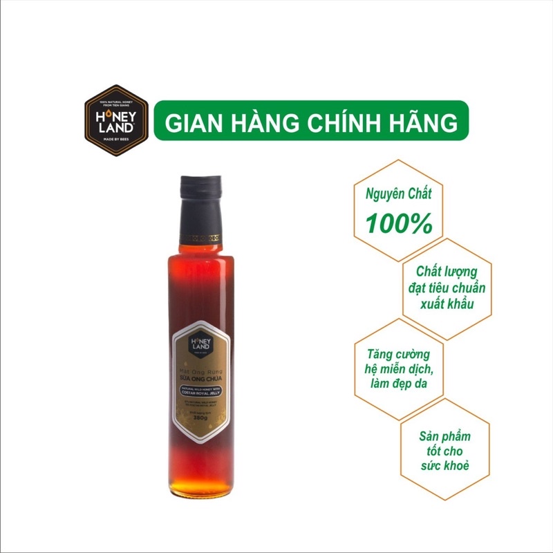 Mật ong rừng Sữa Ong Chúa HONEYLAND 380g mật ong thiên nhiên nguyên chất