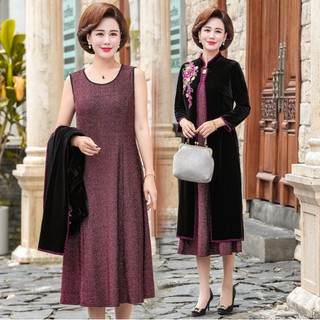 ☘️ Bộ Đồ Đầm Nhung Cao Cấp Dáng Dài 2 Sản Phẩm -☘️ Bộ Đồ Dự Tiệc Sự Kiện Áo Khoác Và Áo Choàng