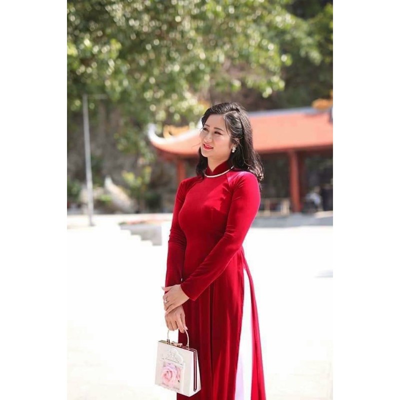 Áo dài nhung trơn nhiều mầu (kèm ảnh thật) | BigBuy360 - bigbuy360.vn