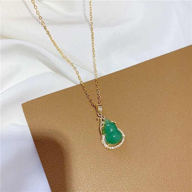 Dây Chuyền Nữ Mặt Hồ Lô, Dây Chuyền Mạ 18K Cao Cấp Cầu May Mắn, Bình An, Hạnh Phúc