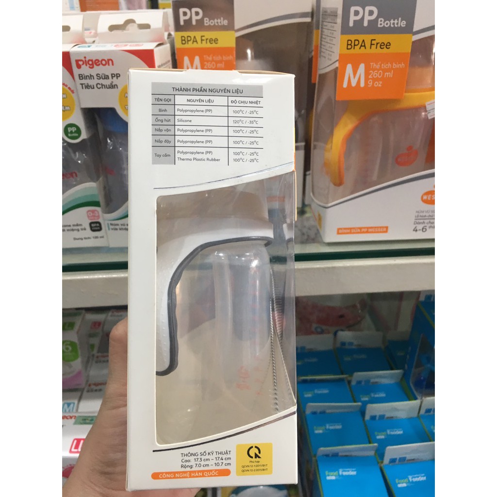 Bình Ống Hút Wesser PP/ PPSU 260ml 6m+