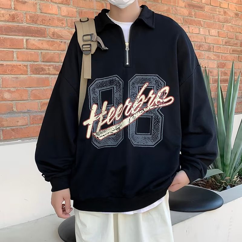 Áo Thun polo Tay Dài Có Khóa Kéo Nửa Thân Thời Trang Mùa Thu Cho Nam Size M-2xl