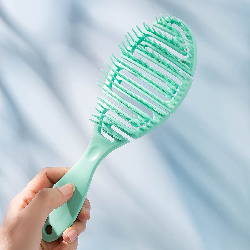 [probubbleVN]Wet Brush DryCurved Comb Massage Comb Fluffy Shape Ribs Curling Comb On Wet Hair