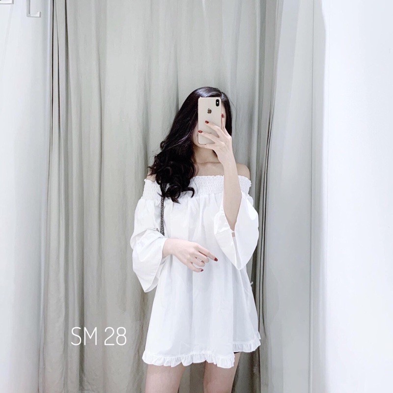 Áo trễ vai đan nơ sau lưng(kèm video ảnh thật)