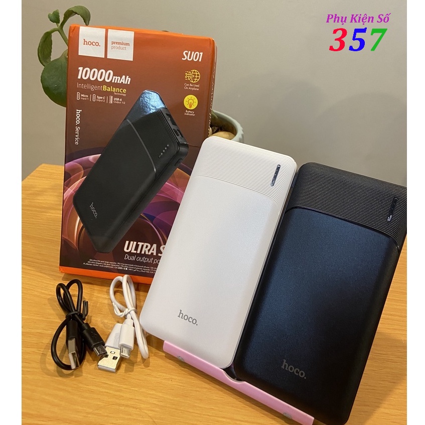 Sạc Dự Phòng Hoco SU01 dung lượng 10000mAh có đèn báo Pin 2 cổng ra - BH 12 Tháng (Màu ngẫu nhiên)