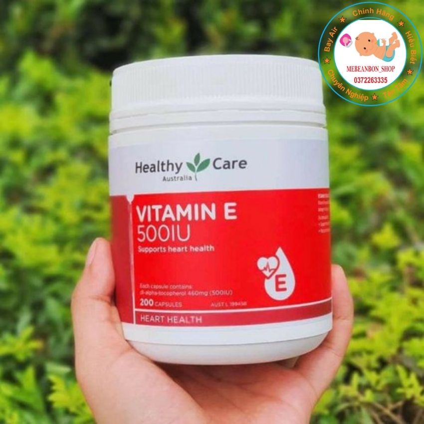 Viên uống Healthy Care Vitamin E 500IU Úc 200 viên hỗ trợ tái tạo, làm đẹp da và tóc cho người từ 12 tuổi - mẹ bean bon