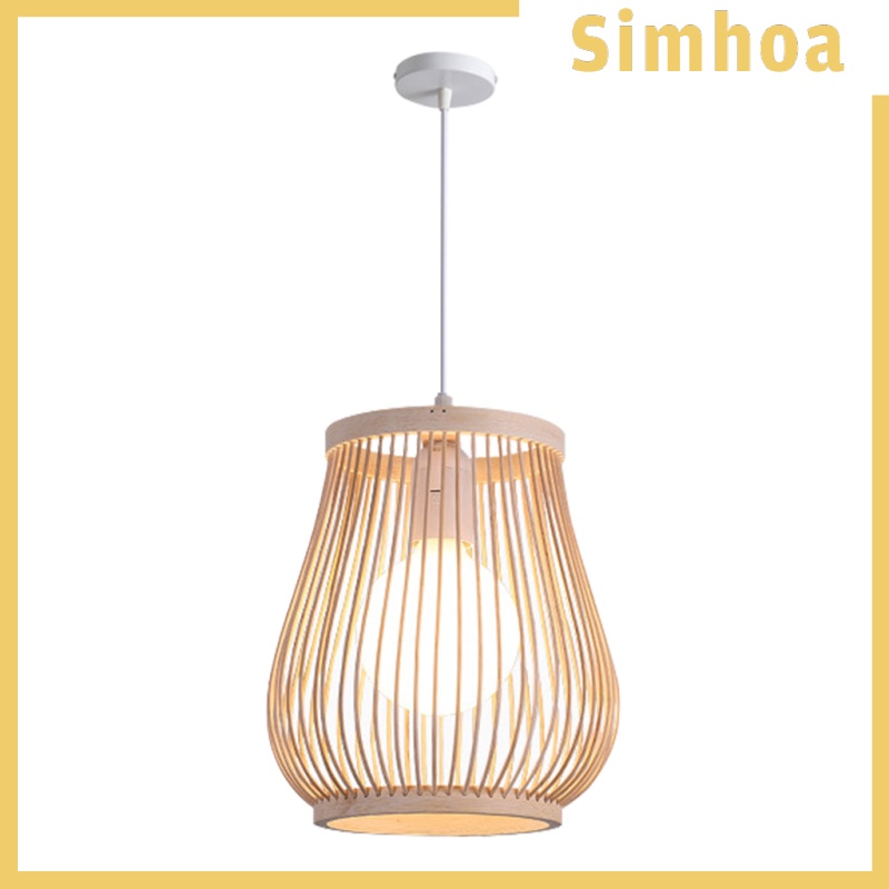 [SIMHOA] Bamboo Wicker Pendant Light Retro Ceiling Lantern Lamp Decorative Lampshade