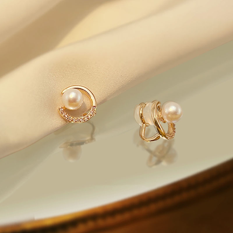 Thời trang tinh tế Kẹp tai ngọc trai phong cách Hàn Quốc Kẹp tai silicon không đau