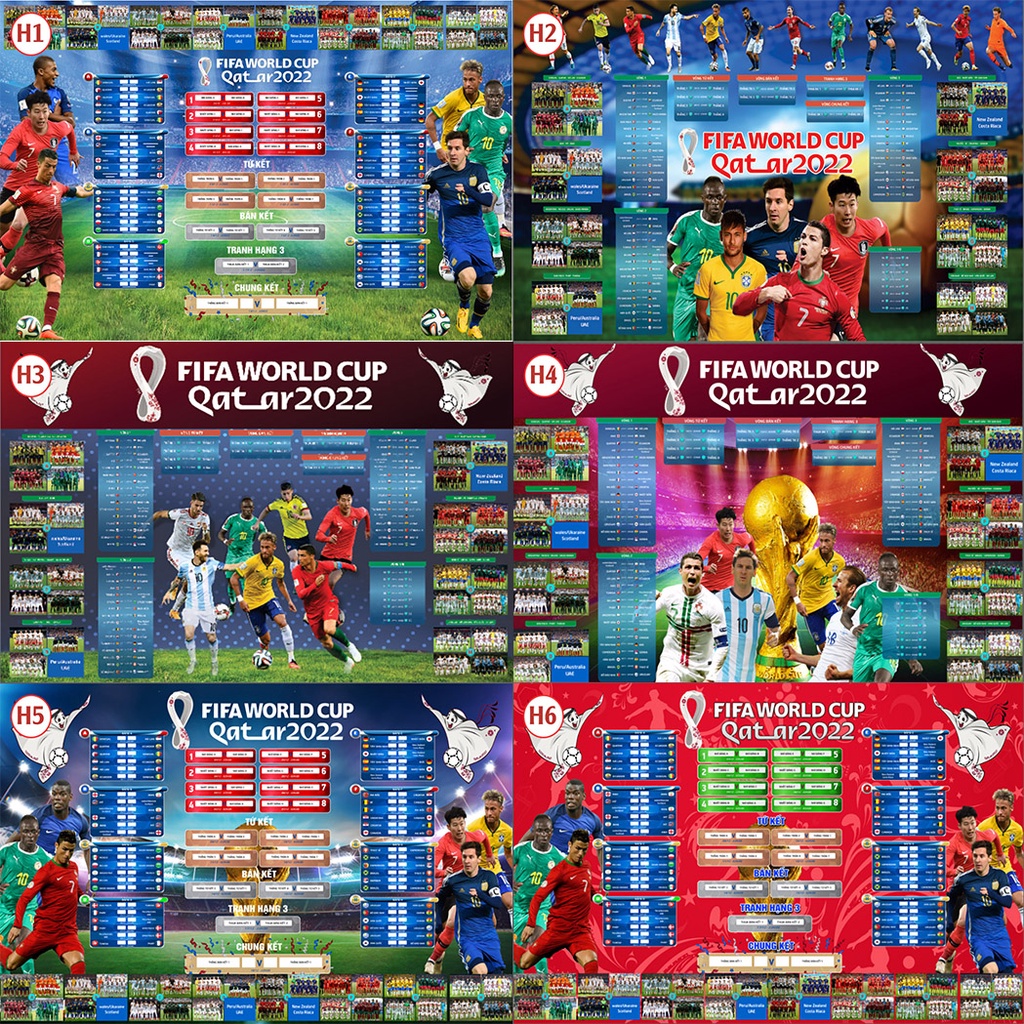 Tranh dán tường thi đấu WC 2022 theo giờ Việt Nam kích thước lớn