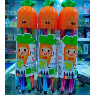 Bút dạ 12 màu cây dài hình cà rốt