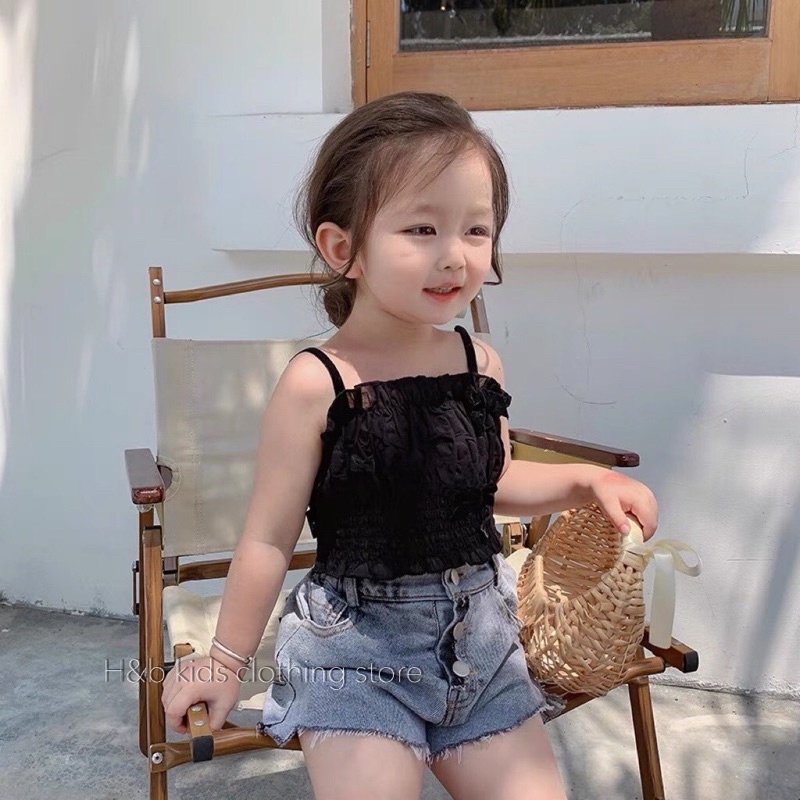 [SET BÉ GÁI] Bộ áo nhún kèm quần jean xinh cho bé gái