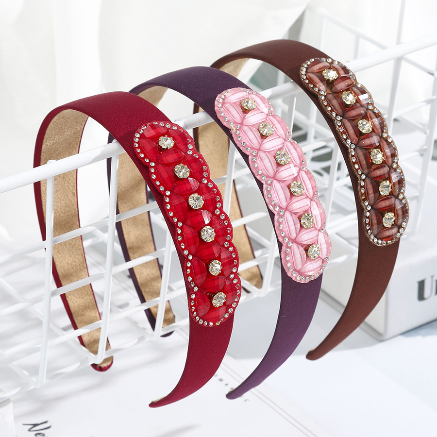 Korean Side Diamond Crystal Color Diamond Sponge Headband Fashion Temperament Hairband Woman Hair Accessories