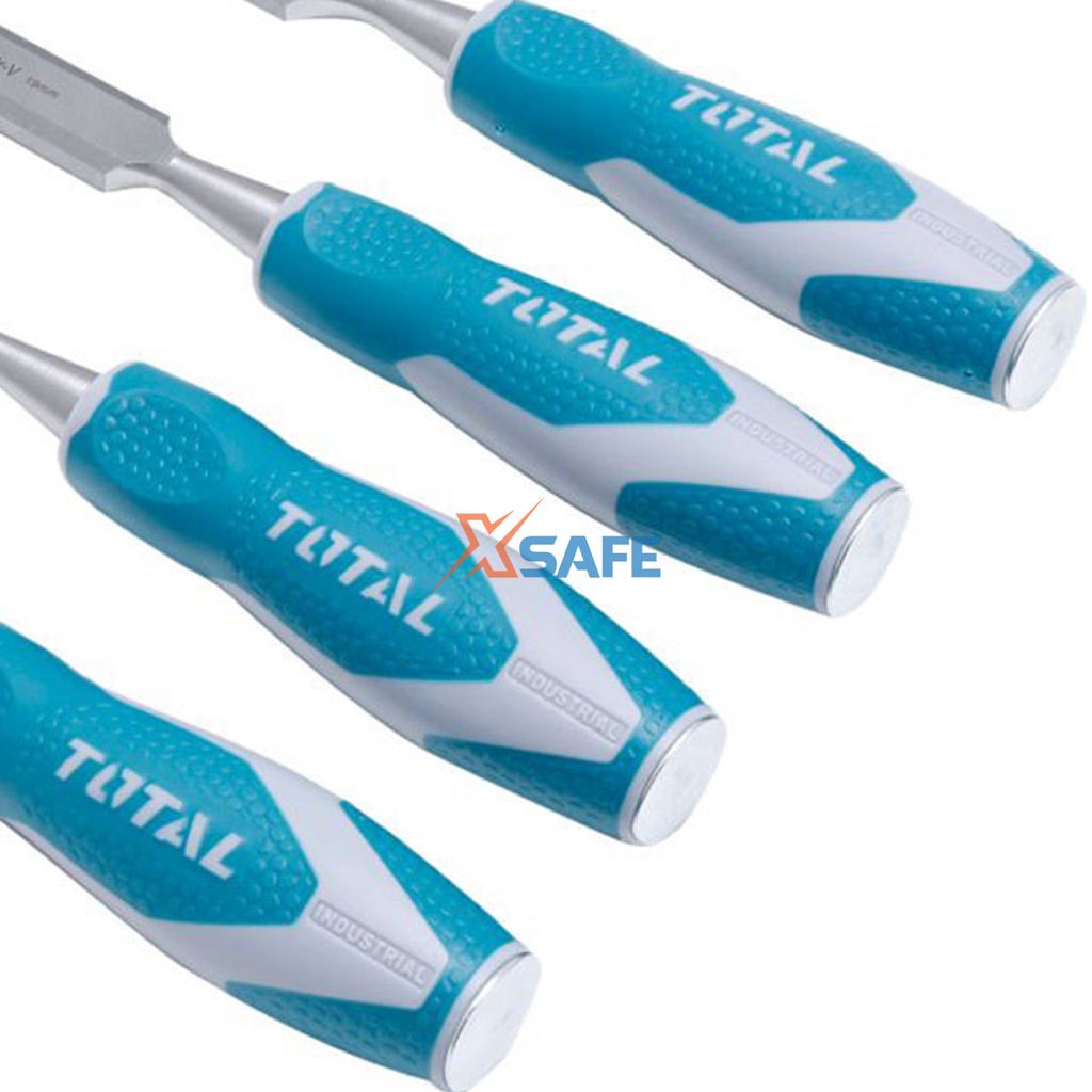 Bộ 4 đục gỗ cầm tay TOTAL THT41K0401 đủ kích cỡ, thép Cr-V siêu cứng chống rỉ sét điêu khắc tiện gỗ đa năng chuyên dụng