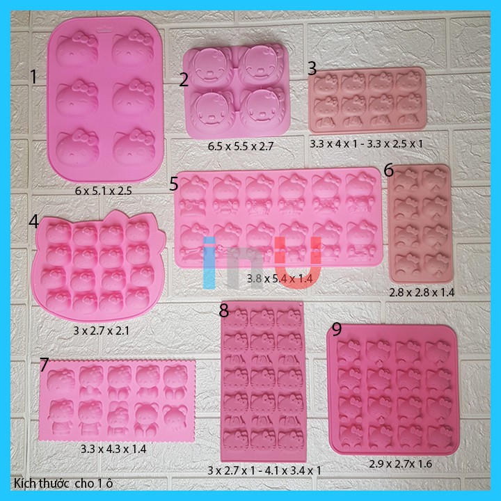 HCM - Khuôn silicon mẫu KITTY làm socola, râu câu pudding, nướng bánh, làm bánh quy BSI