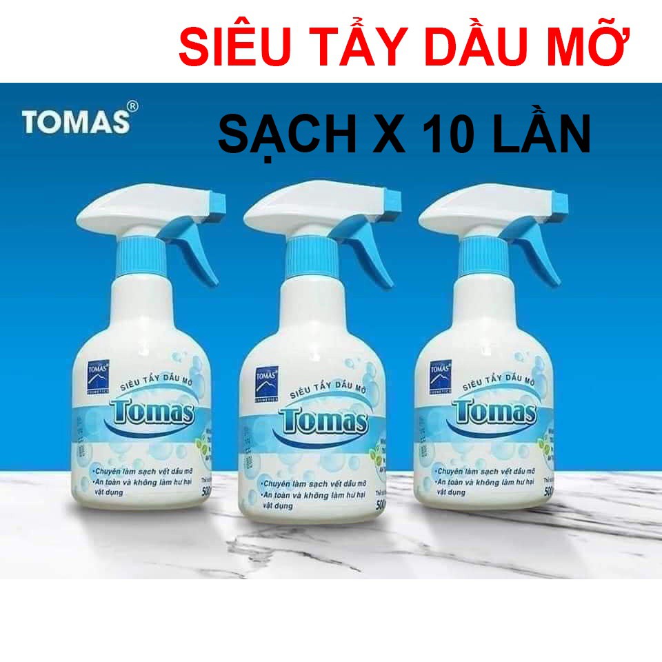 Tẩy đa năng, Siêu tẩy dầu mỡ Tomas chai 500ml xoong nồi, vách kính bàn bếp