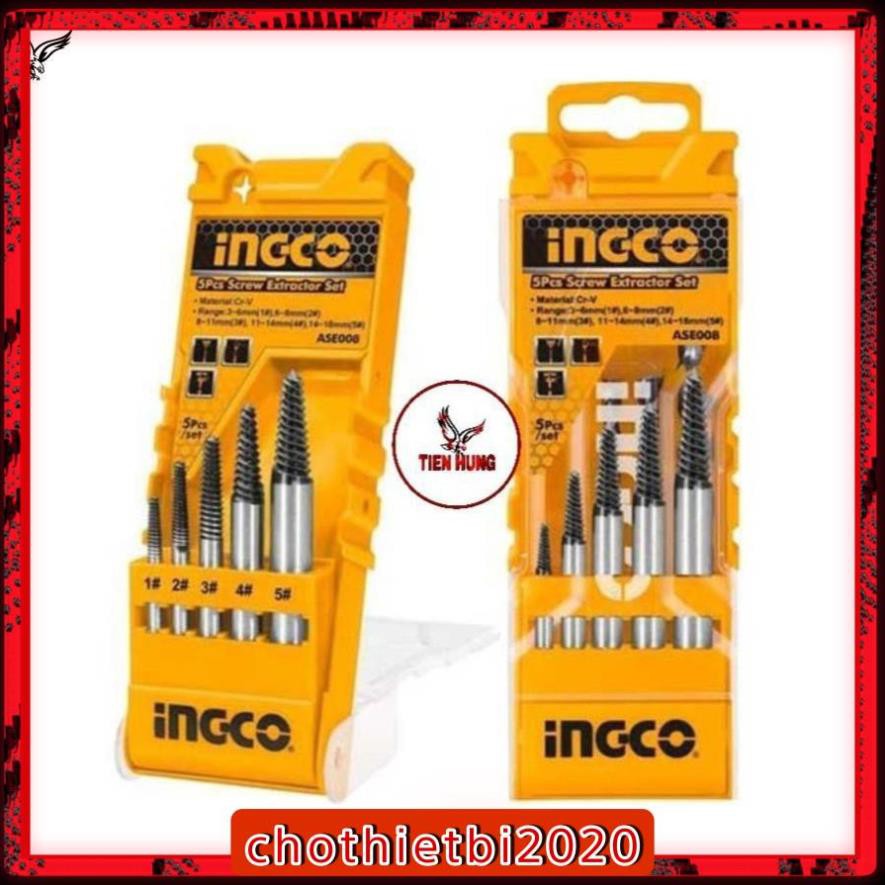 3-18mm Bộ mũi taro lấy ốc gãy 5 chi tiết Ingco ASE008